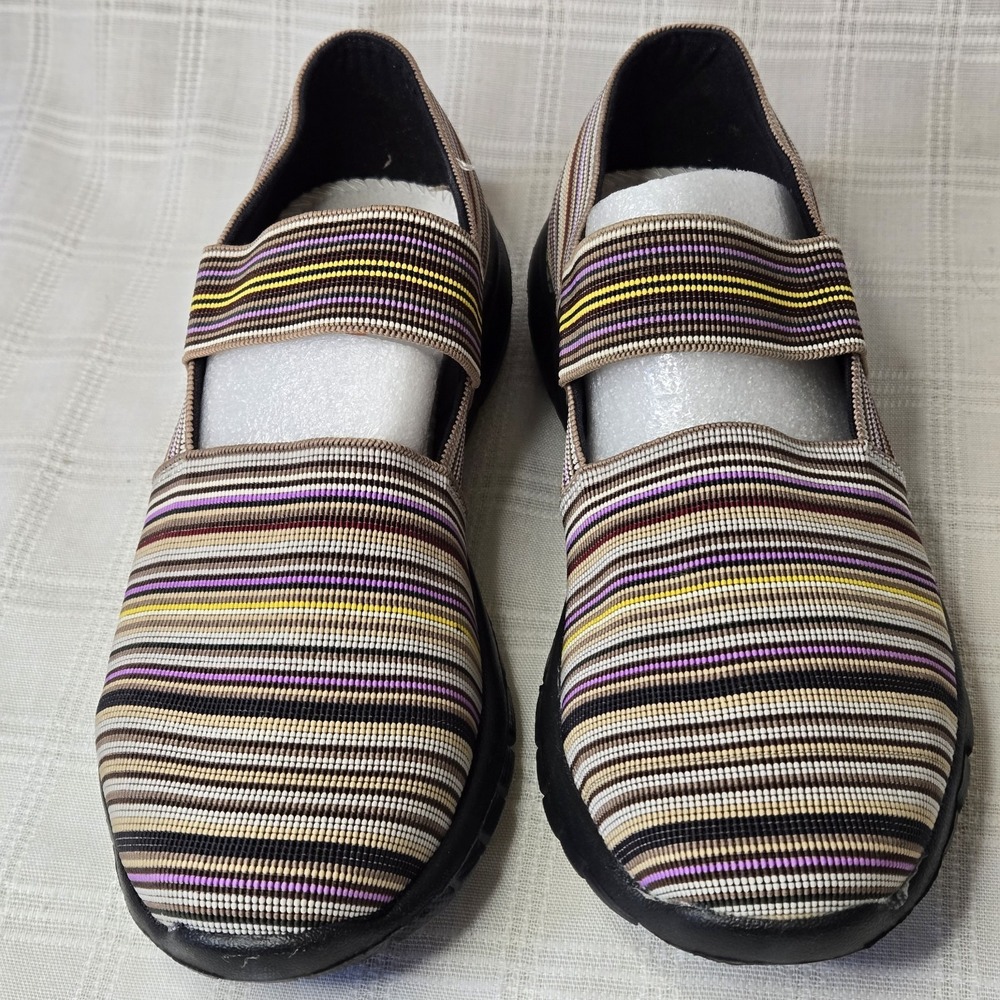 NWOB‎ Bernie Mev Mary Jane Comfort Shoes 39 (8) Multicolor Striped Slip On Flats - Picture 3 of 11